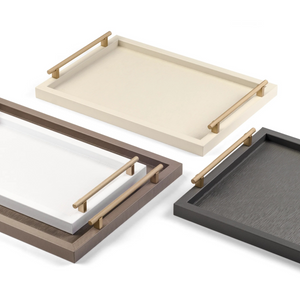 Metal Handle Leather Tray | Pinetti Dafne | OROA.com