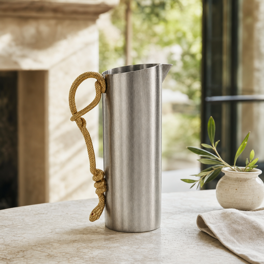 Luxury Stainless Steel & Golden Snake Pitcher - OROA