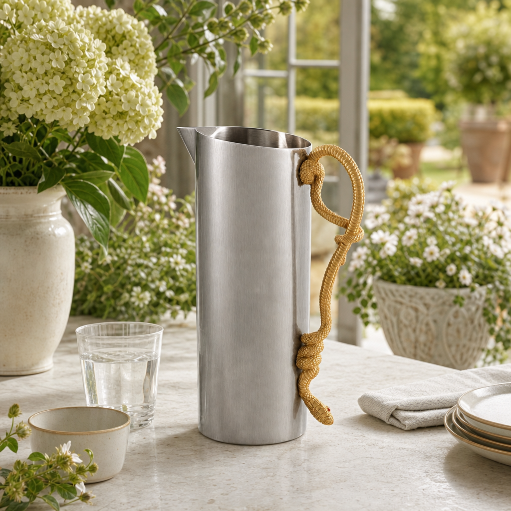 Luxury Stainless Steel & Golden Snake Pitcher - OROA