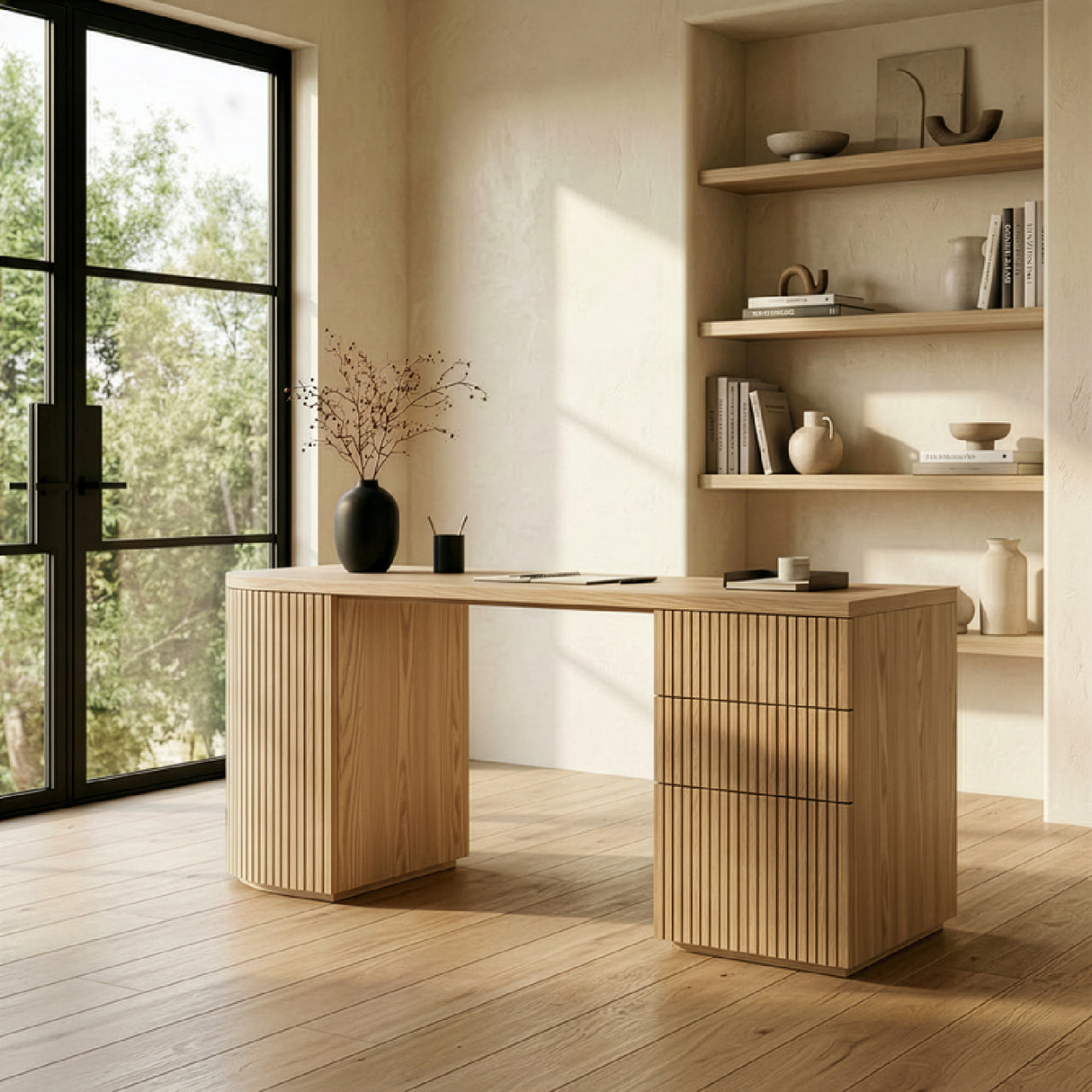   Wooden 3-Drawer Desk | Oroa.com