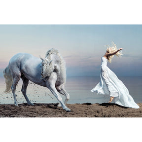 Living On Your Breath Woman & Silver Horse photographic art print by Cobra Art