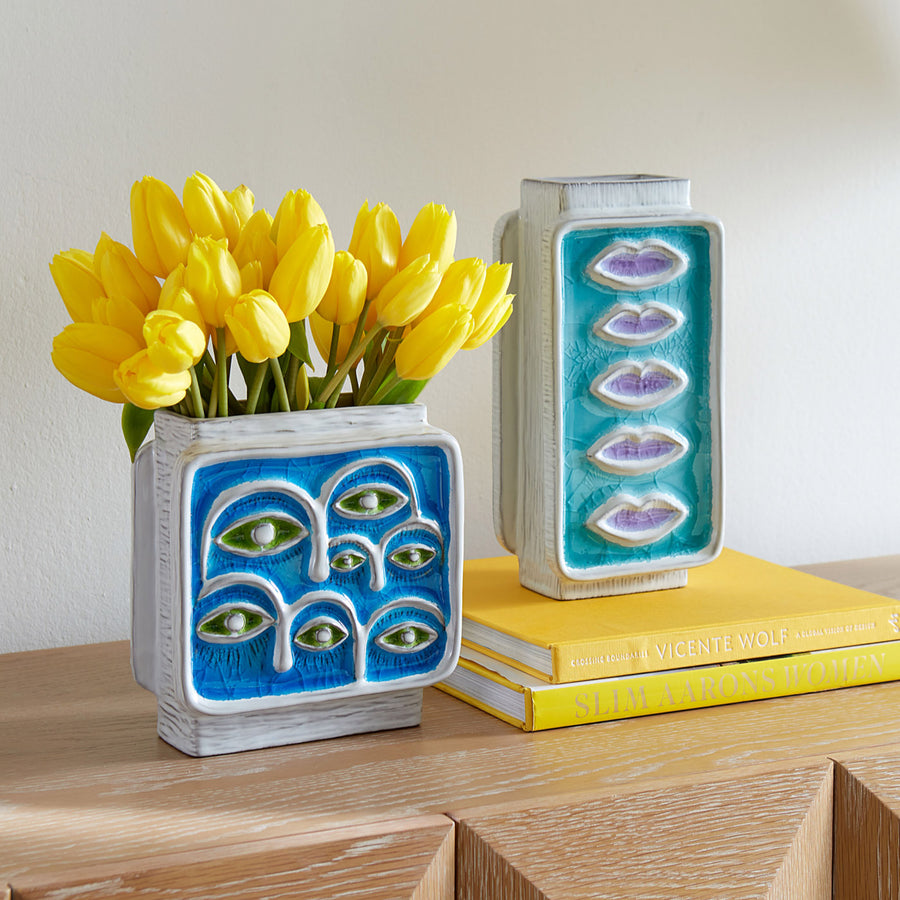 Crackled Glass Lips Vase | Jonathan Adler Menagerie | Oroa.com