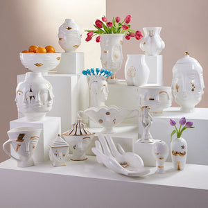 Gilded Porcelain Face Urn | Jonathan Adler Frida | Oroa.com