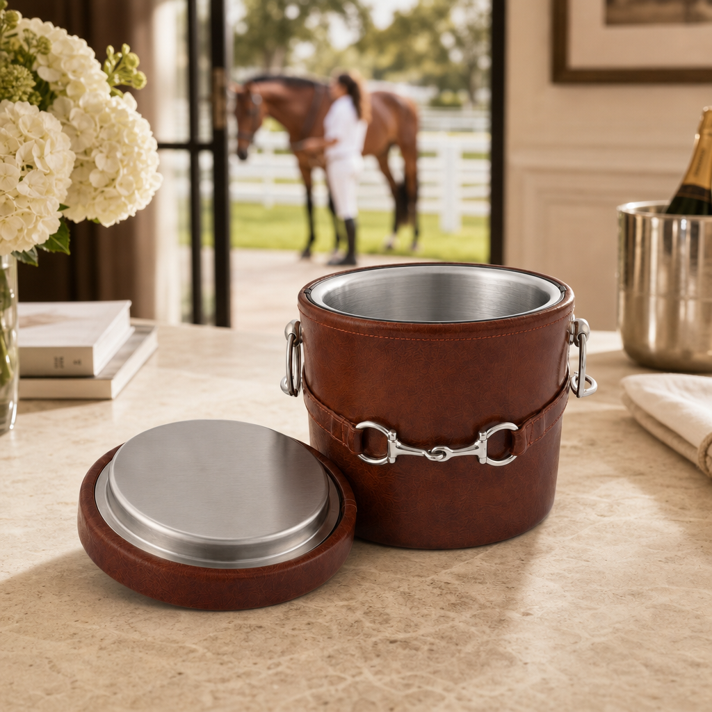 Equestrian Horse Bit Vegan Leather Ice Bucket - OROA
