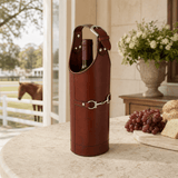 Equestrian Genuine Leather Bit Single Wine Bottle Carrier - OROA