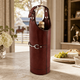 Equestrian Genuine Leather Bit Single Wine Bottle Carrier - OROA