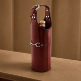 Equestrian Genuine Leather Bit Single Wine Bottle Carrier - OROA