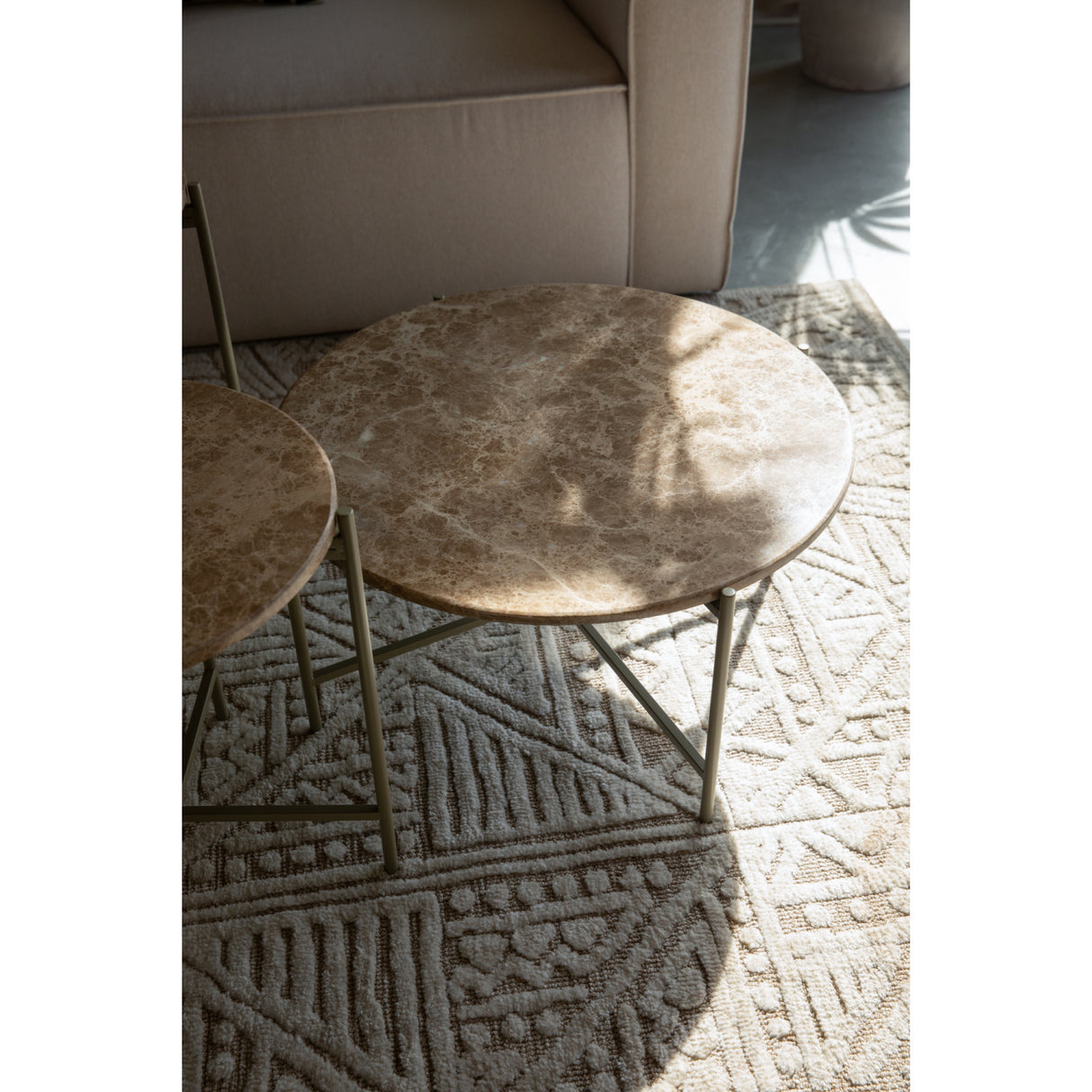   Round Beige Marble Side Table | Oroa.com