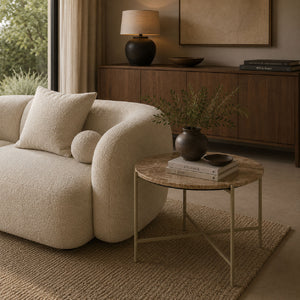   Round Beige Marble Side Table | Oroa.com