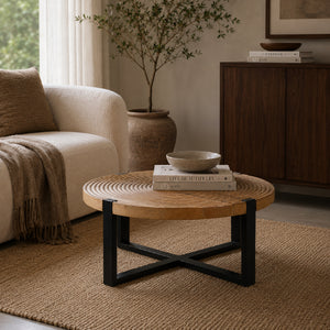   Modern European furniture - Round Wooden Fluted Coffee Table - www.oroa.com | Oroa.com