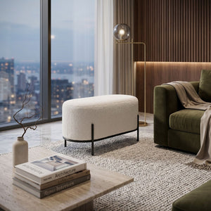   Modern furniture - White Cushioned Oblong Bench - www.oroa.com | Oroa.com