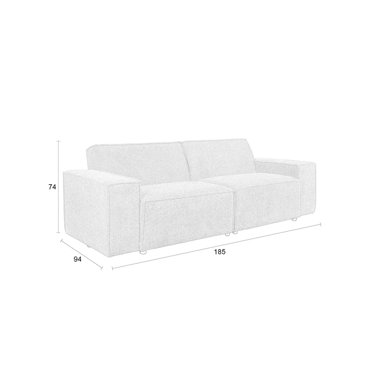   Modern European furniture - White Fabric 2.5-Seater Sofa - www.oroa.com | Oroa.com