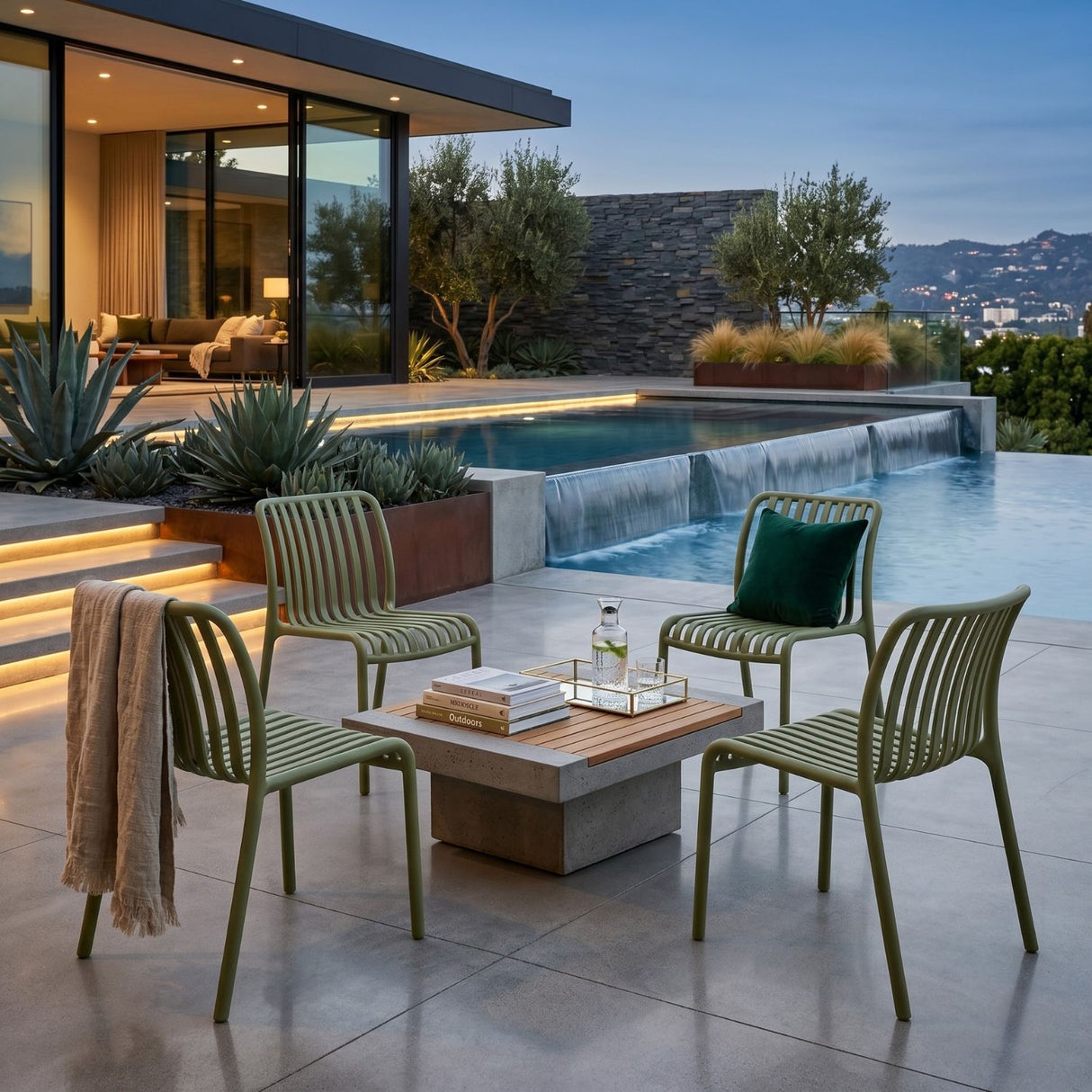   Molded Outdoor Stackable Chairs (4) | Oroa.com