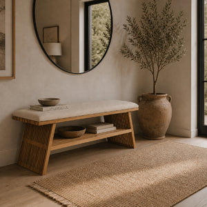   Modern European furniture - Cotton Seat Teak Bench - www.oroa.com | Oroa.com