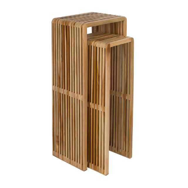 Modern European furniture - Slatted Teak Plant Stand Set (2) - www.oroa.com