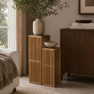   Modern European furniture - Slatted Teak Plant Stand Set (2) - www.oroa.com | Oroa.com