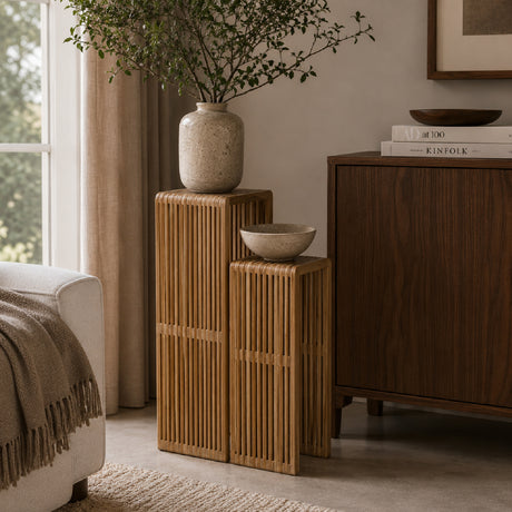   Modern European furniture - Slatted Teak Plant Stand Set (2) - www.oroa.com | Oroa.com