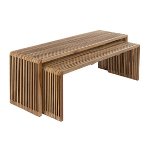   Modern European furniture - Slatted Teak Nesting Coffee Tables (2) - www.oroa.com | Oroa.com