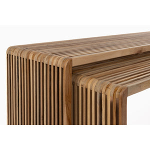   Modern European furniture - Slatted Teak Nesting Coffee Tables (2) - www.oroa.com | Oroa.com