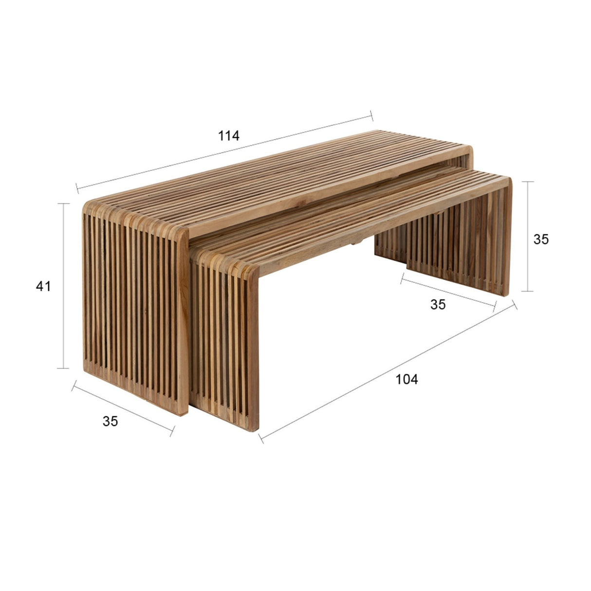   Modern European furniture - Slatted Teak Nesting Coffee Tables (2) - www.oroa.com | Oroa.com