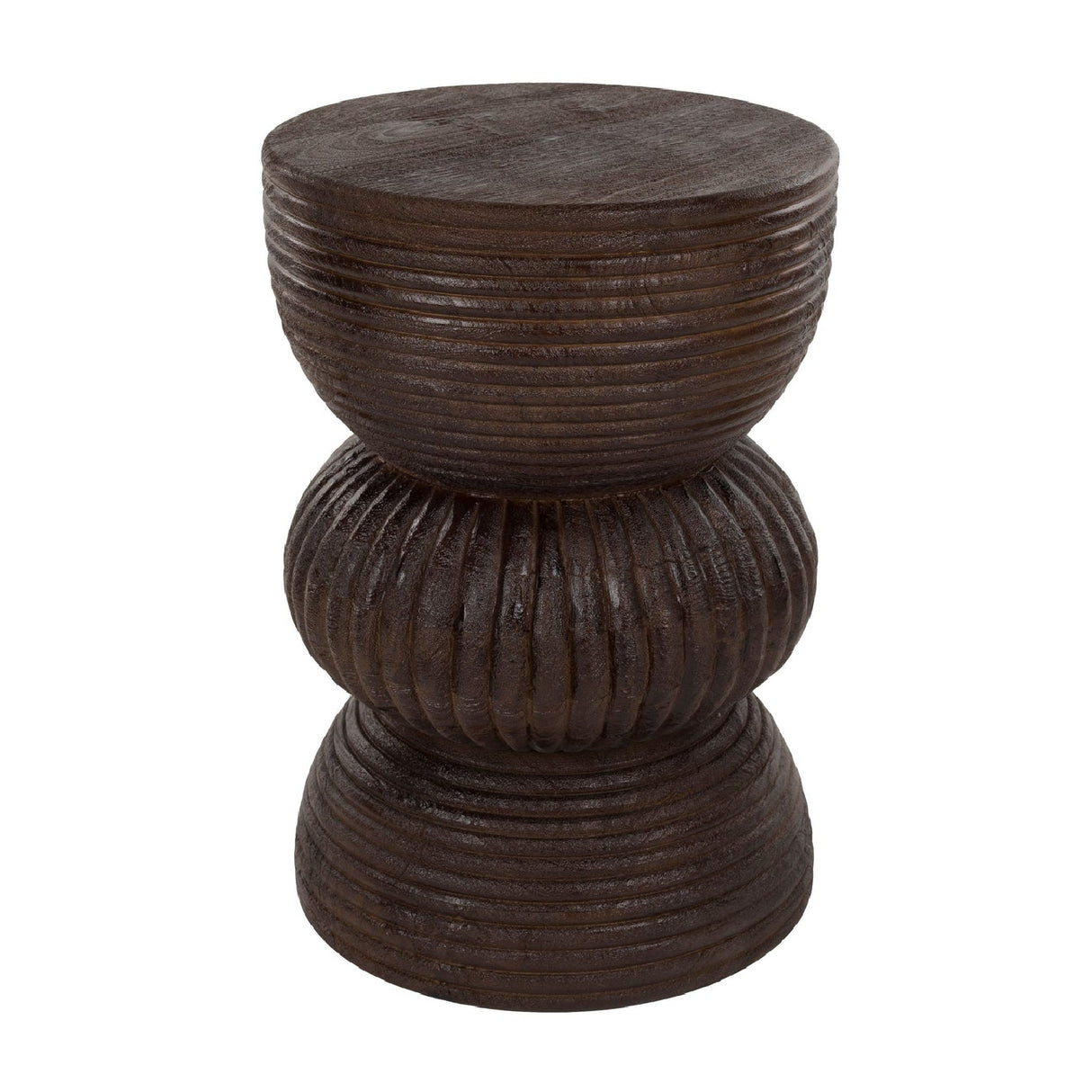   Modern European furniture - Brown Wooden Fluted Side Table - www.oroa.com | Oroa.com