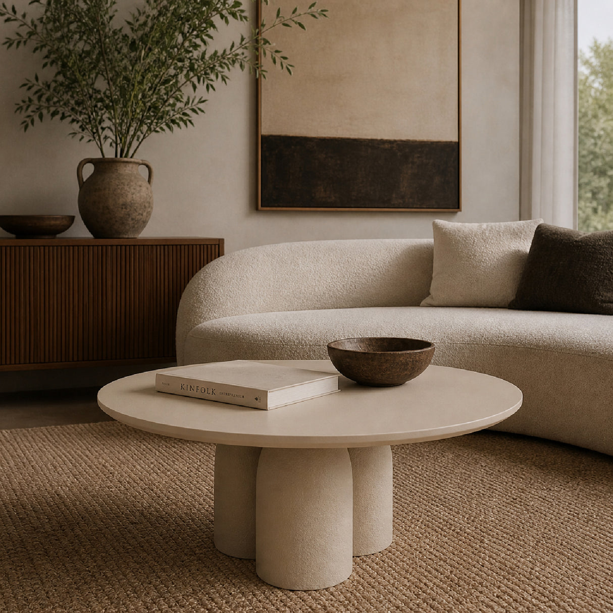   Modern European furniture - Beige Round Coffee Table - www.oroa.com | Oroa.com