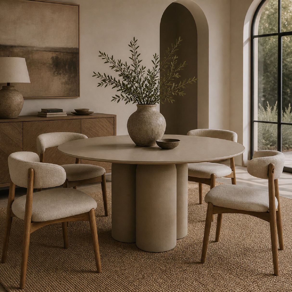   Modern European furniture - Beige Round Dining Table - www.oroa.com | Oroa.com