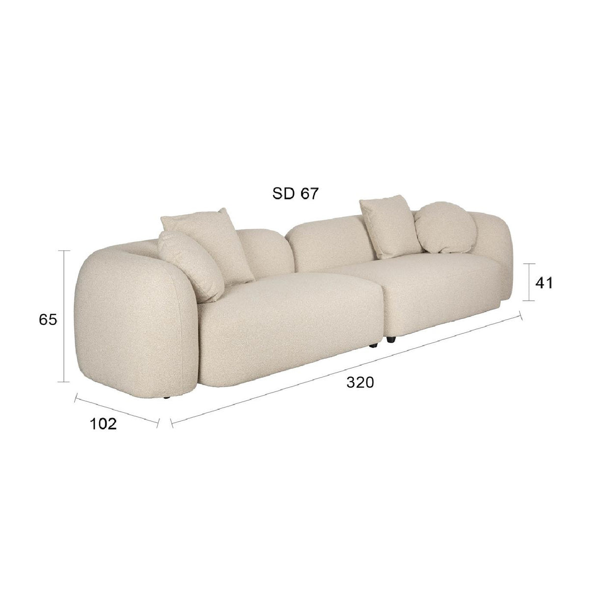   Modern European furniture - Beige 4-Seater Sectional Sofa - www.oroa.com | Oroa.com