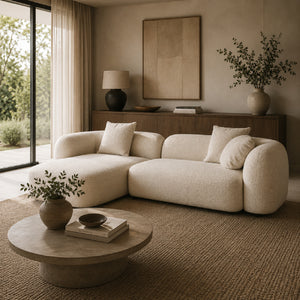   Beige Sofa with Chaise Lounge | Oroa.com