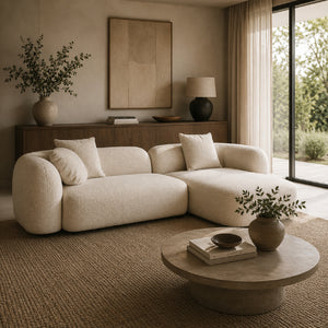   Beige Sofa with Chaise Lounge | Oroa.com