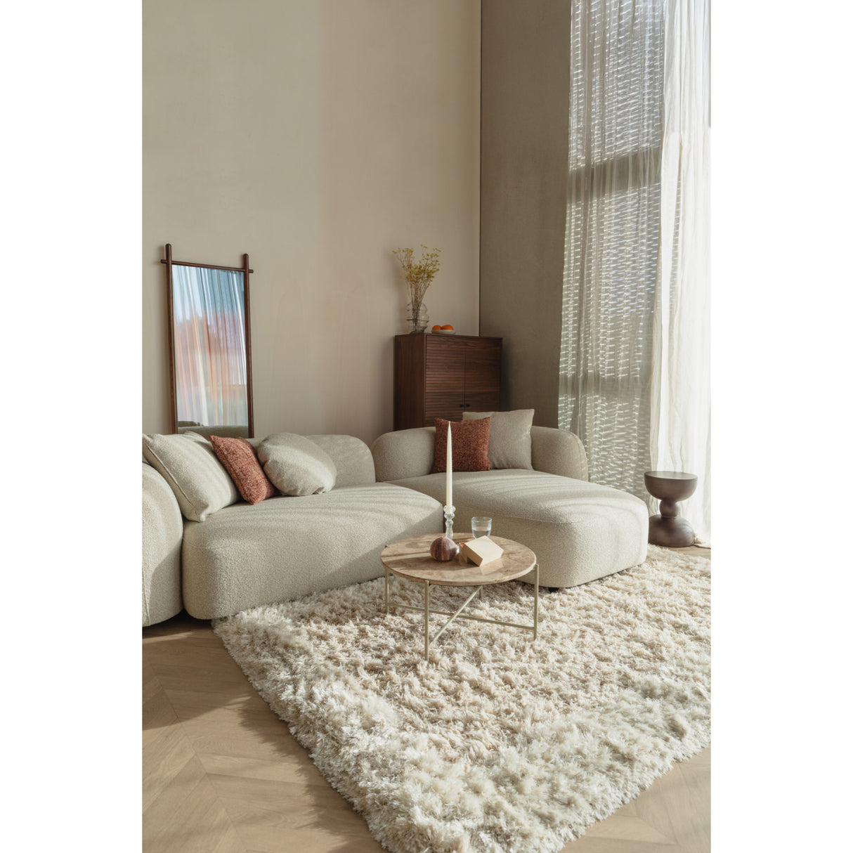   Beige Sofa with Chaise Lounge | Oroa.com