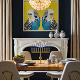 Yellow Linen Bird Beaded Art | Jonathan Adler Parakeet | Oroa.com