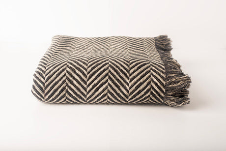 Henry — Stone Colorway - Reversible Woven Blanket with Fringe