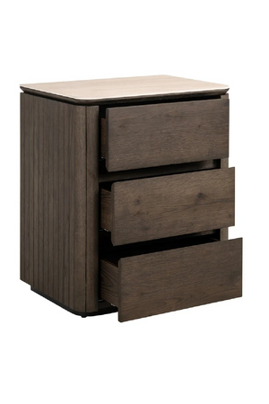 Brown Oak 3-Drawer Nightstand | Richmond Interiors Ritz | Oroa.com
