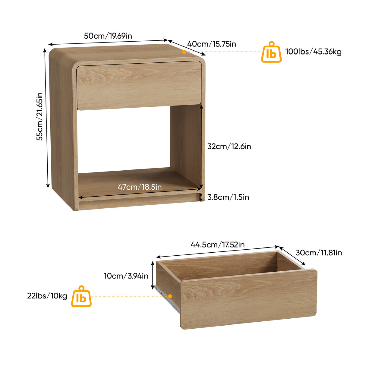 Oak Modern Bedside Table Set | OROA