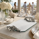 Pewter & Italian Glass Hibiscus Serving Tray - OROA