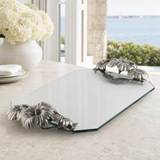 Pewter & Italian Glass Hibiscus Serving Tray - OROA