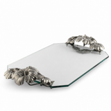 Pewter & Italian Glass Hibiscus Serving Tray - OROA