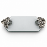 Pewter & Italian Glass Hibiscus Serving Tray - OROA