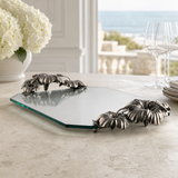 Pewter & Italian Glass Hibiscus Serving Tray - OROA