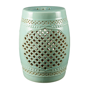 Modern European furniture - Green Quatrefoil Fretwork Garden Stool - www.oroa.com