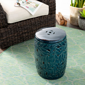   Carved Green Ceramic Garden Stool | Oroa.com