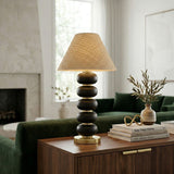 Modern European furniture - Black Wooden Seagrass Table Lamp - www.oroa.com