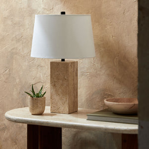   Beige Travertine Accent Table Lamp | Oroa.com