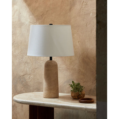 Modern European furniture - Travertine Base Accent Table Lamp - www.oroa.com