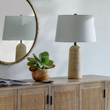 Modern European furniture - Travertine Base Accent Table Lamp - www.oroa.com