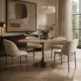 Modern European furniture - Oval Gold Base Dining Table - www.oroa.com