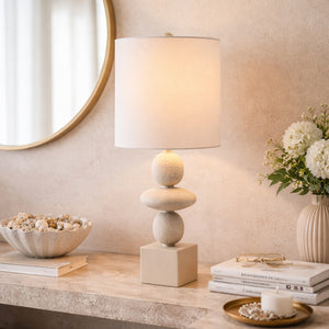   Geometric Stacked Linen Table Lamp | Oroa.com