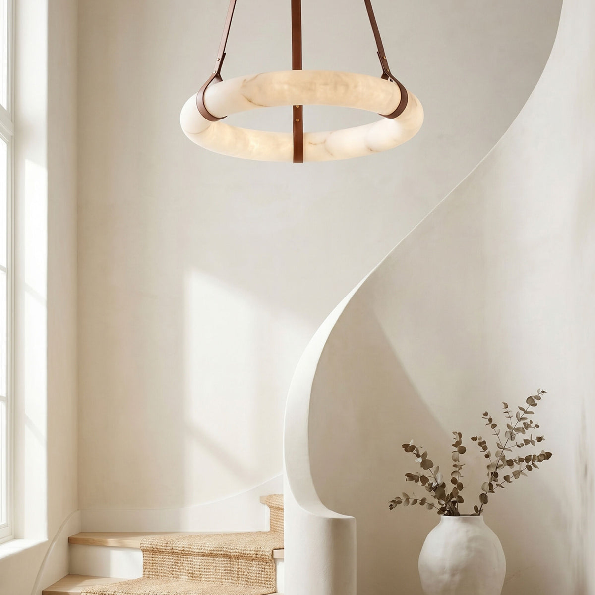 White Circular Pendant Lamp | Kuda Home Annilo -  www.oroa.com