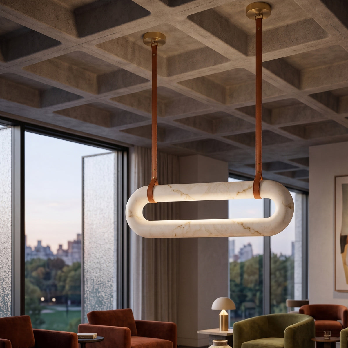 White Elongated Linear Pendant Lamp | Kuda Home Annilo -www.oroa.com